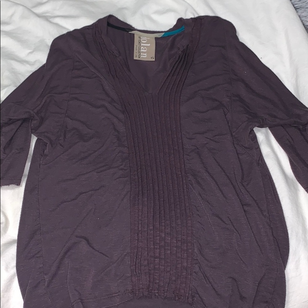 Anthro 3/4 sleeve purple top